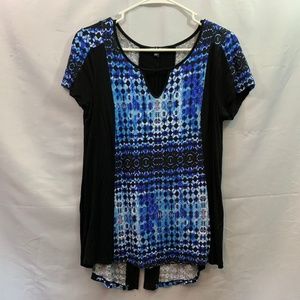 Cable & Gauge Black and Blue Short Sleeve Top